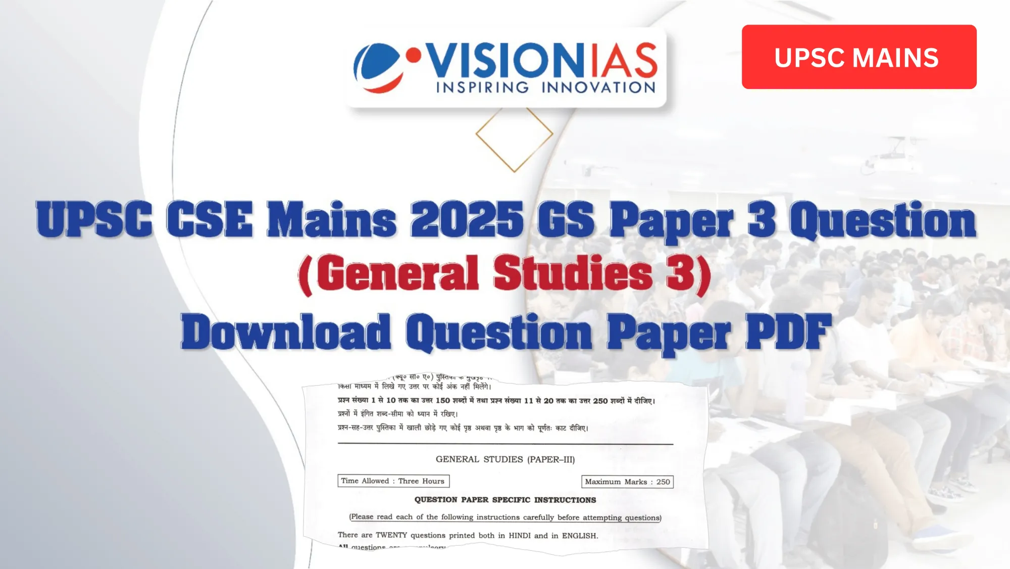 UPSC CSE Mains 2025 GS 3 Paper Question (General Studies 3) – Download  PDF
