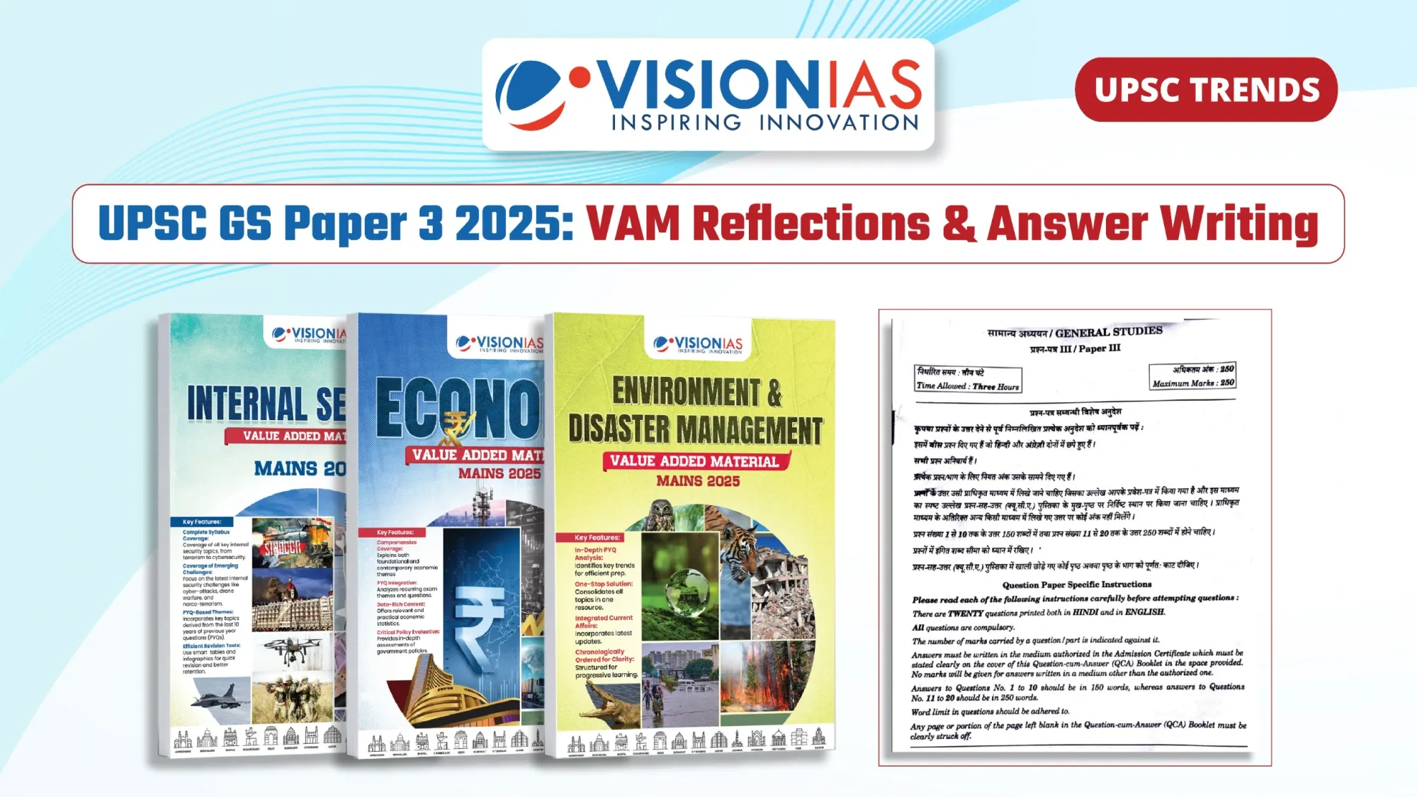UPSC GS Paper 3 2025: VAM Reflections & Answer Writing