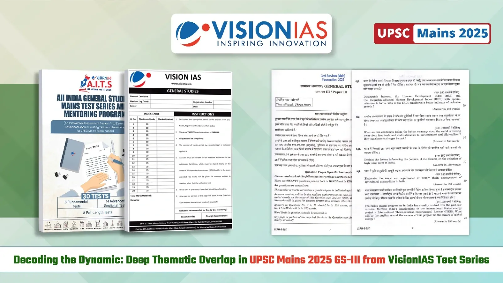 Decoding the Dynamic: Deep Thematic Overlap in UPSC Mains 2025 GS Paper-III from VisionIAS Test Series
