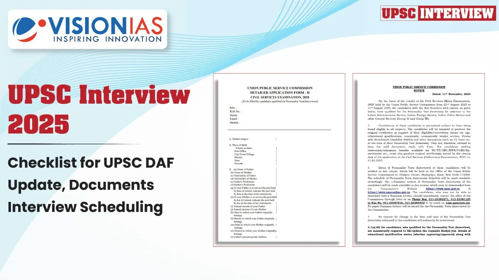 UPSC Interview 2025: Checklist for UPSC DAF Update, Documents & Interview Scheduling