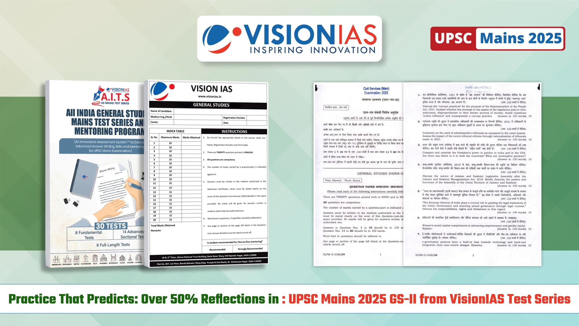 Practice That Predicts: Over 50% Reflections in UPSC Mains 2025 GS Paper-II from VisionIAS Test Series