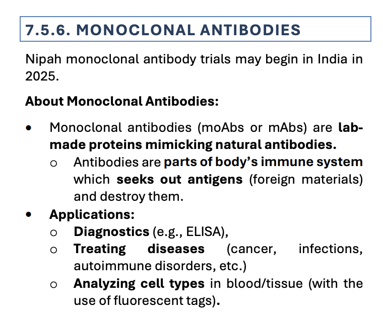 MONOCLONAL ANTIBODIES UPSC PRELIMS 2025 QUESTION FROM GS PAPER 1