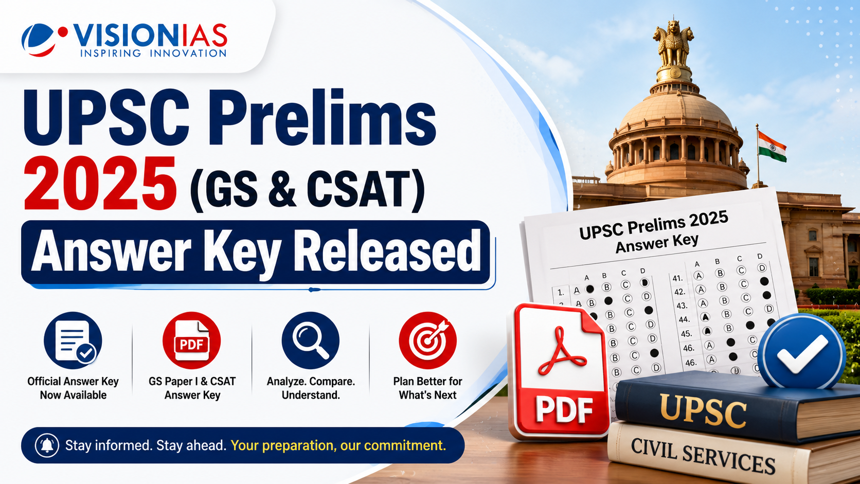 UPSC Prelims 2025 Answer Key (GS, CSAT) Released @ upsc.gov.in
