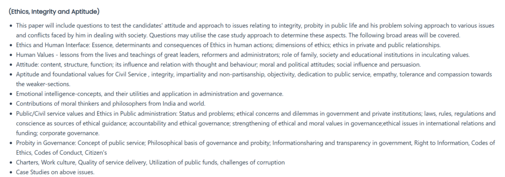 UPSC GS4 (ETHICS) SYLLABYS