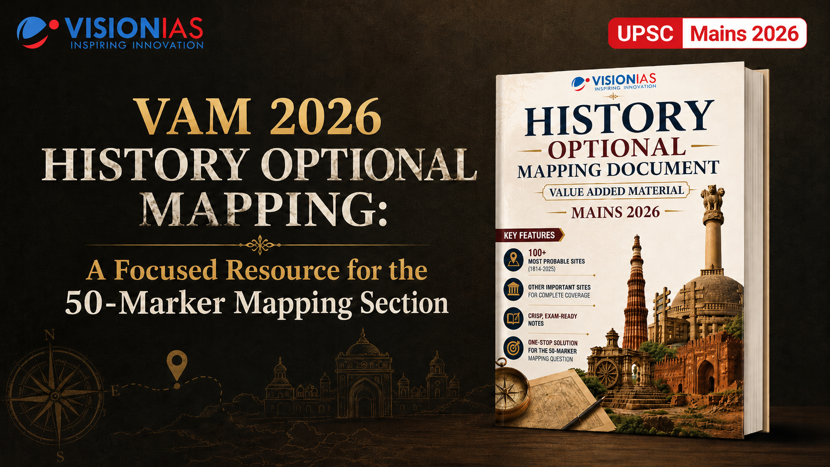 VisionIAS VAM 2026 History Optional Mapping: A Focused Resource for the 50-Marker Mapping Section in UPSC Mains